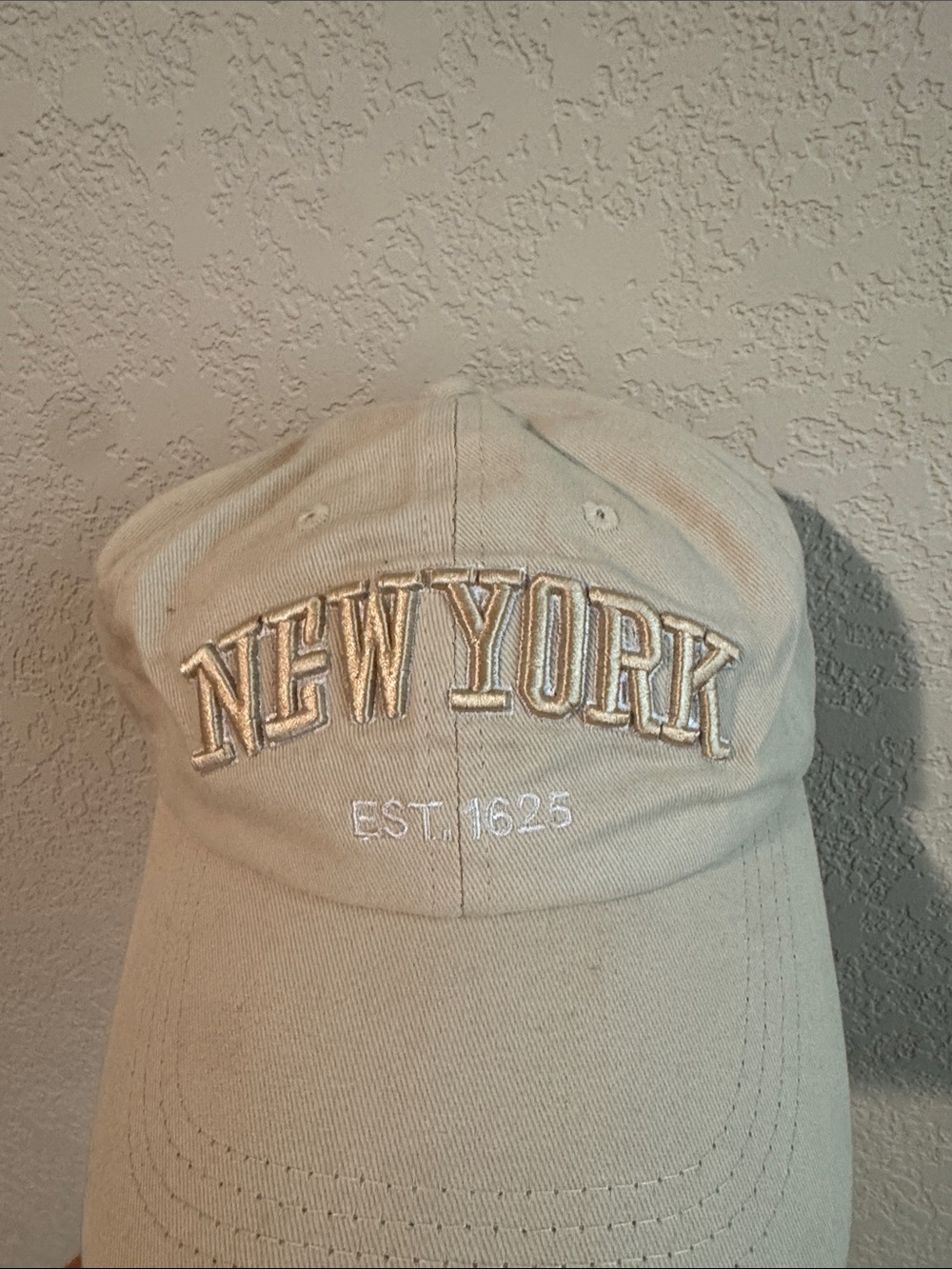 New York Embroidered Beige Baseball Cap